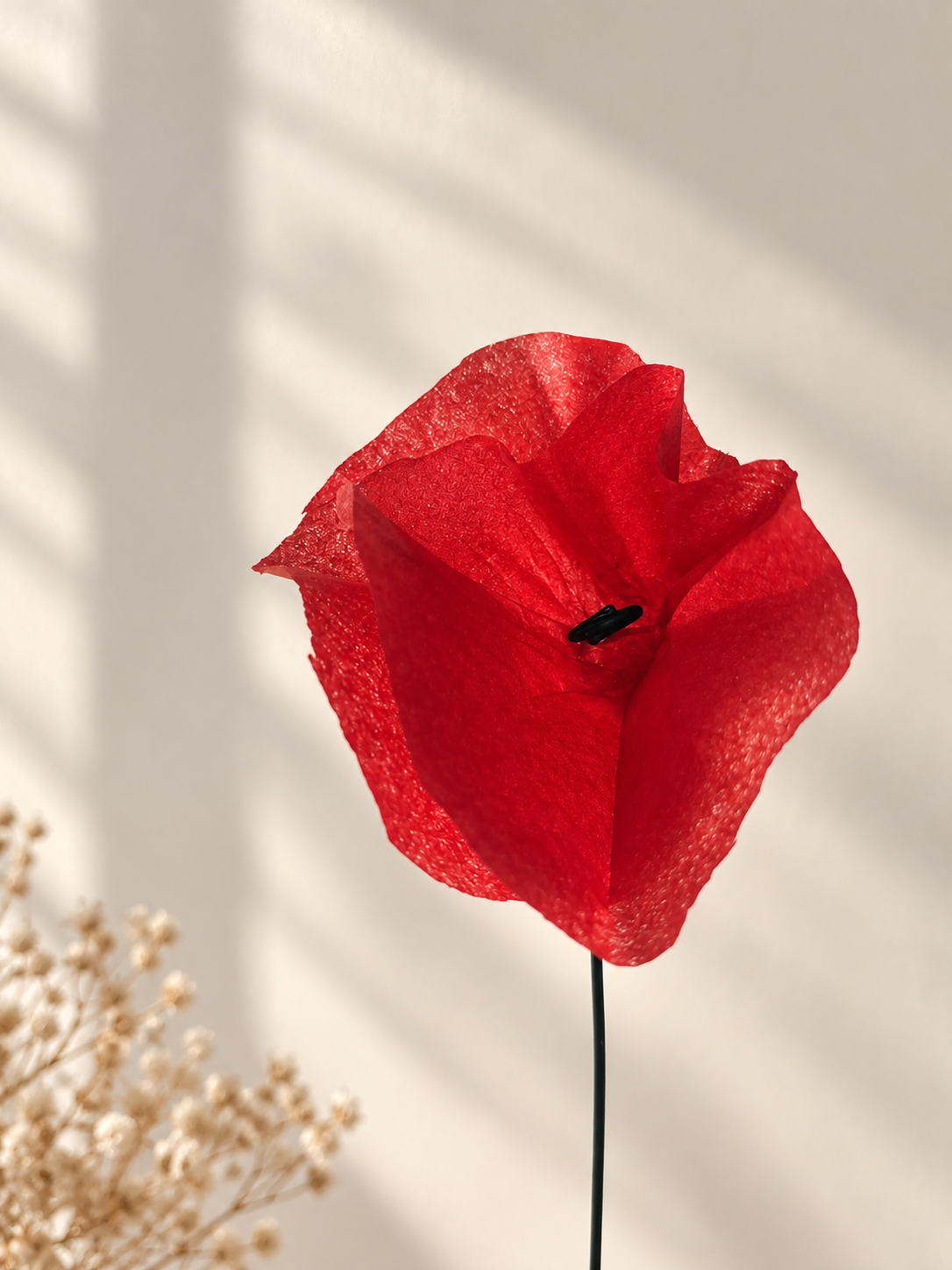 Coquelicot fOLavriL en papier de soie et tige en fil de fer | Fait main