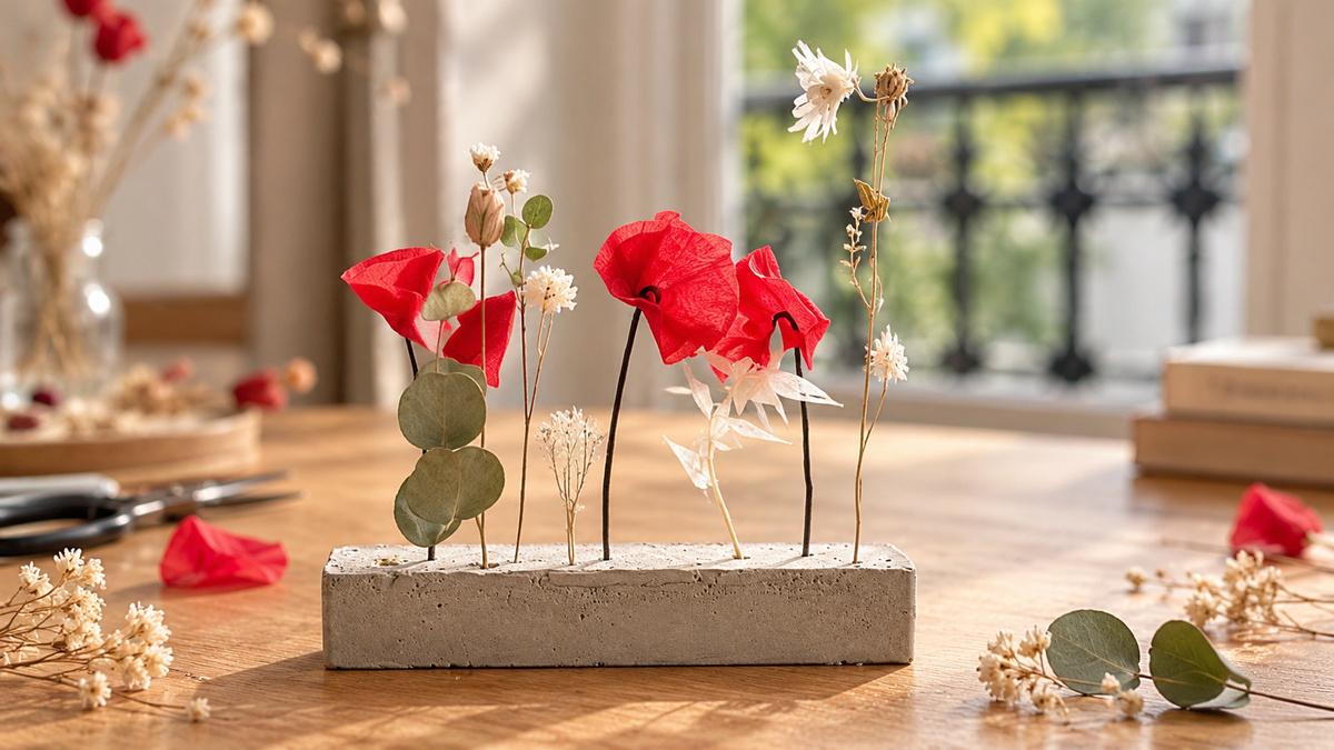 Nano bouquet fOLavriL sur socle en béton