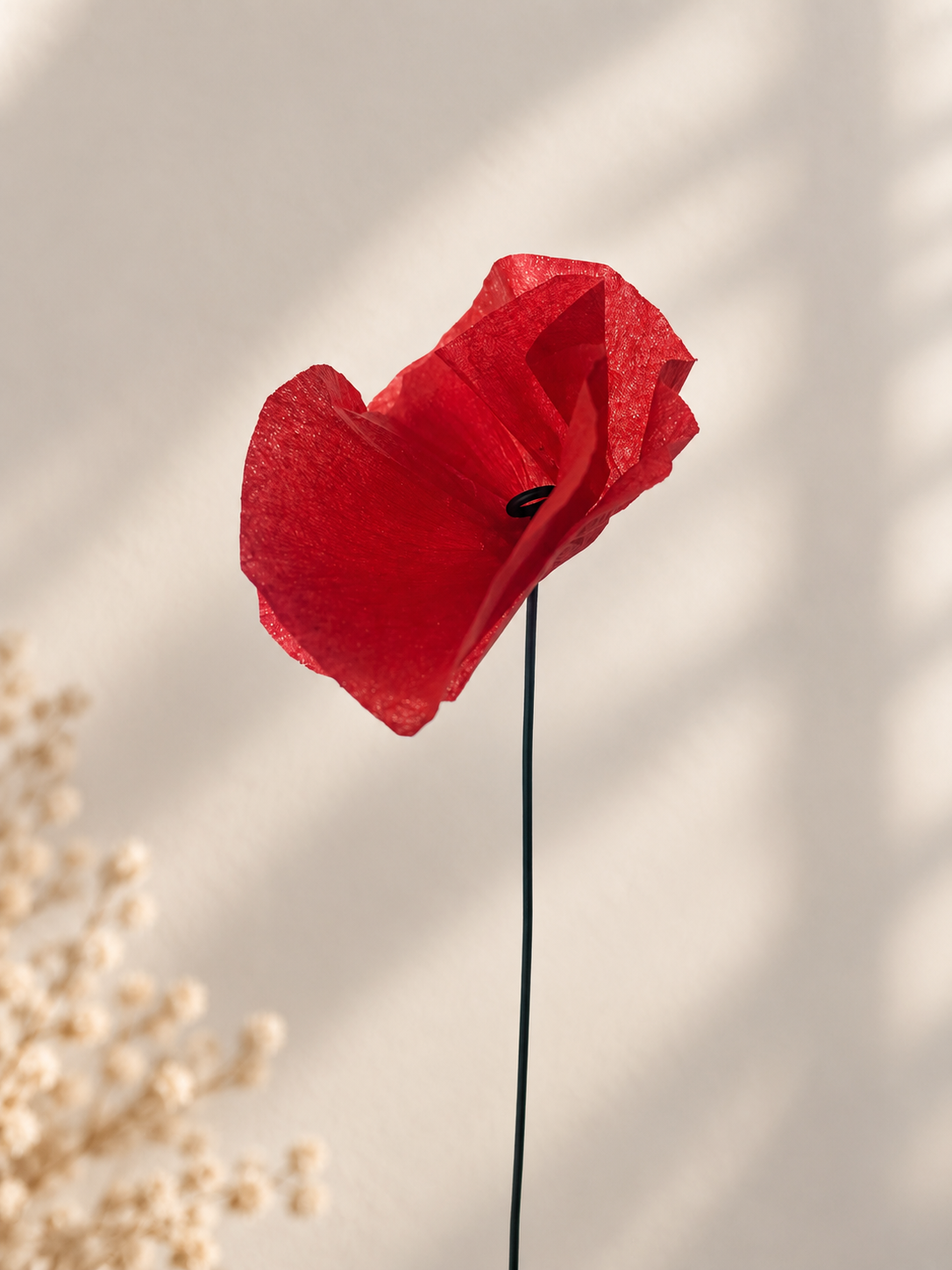 Coquelicot fOLavriL en papier de soie et tige en fil de fer | Fait main