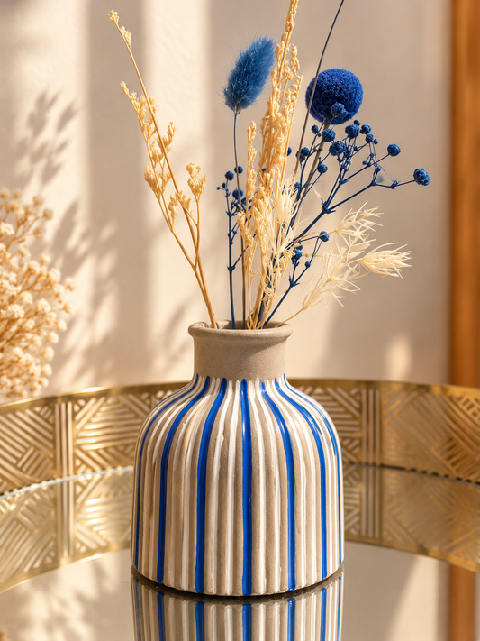 Vase Alexia en béton — Bleu et blanc