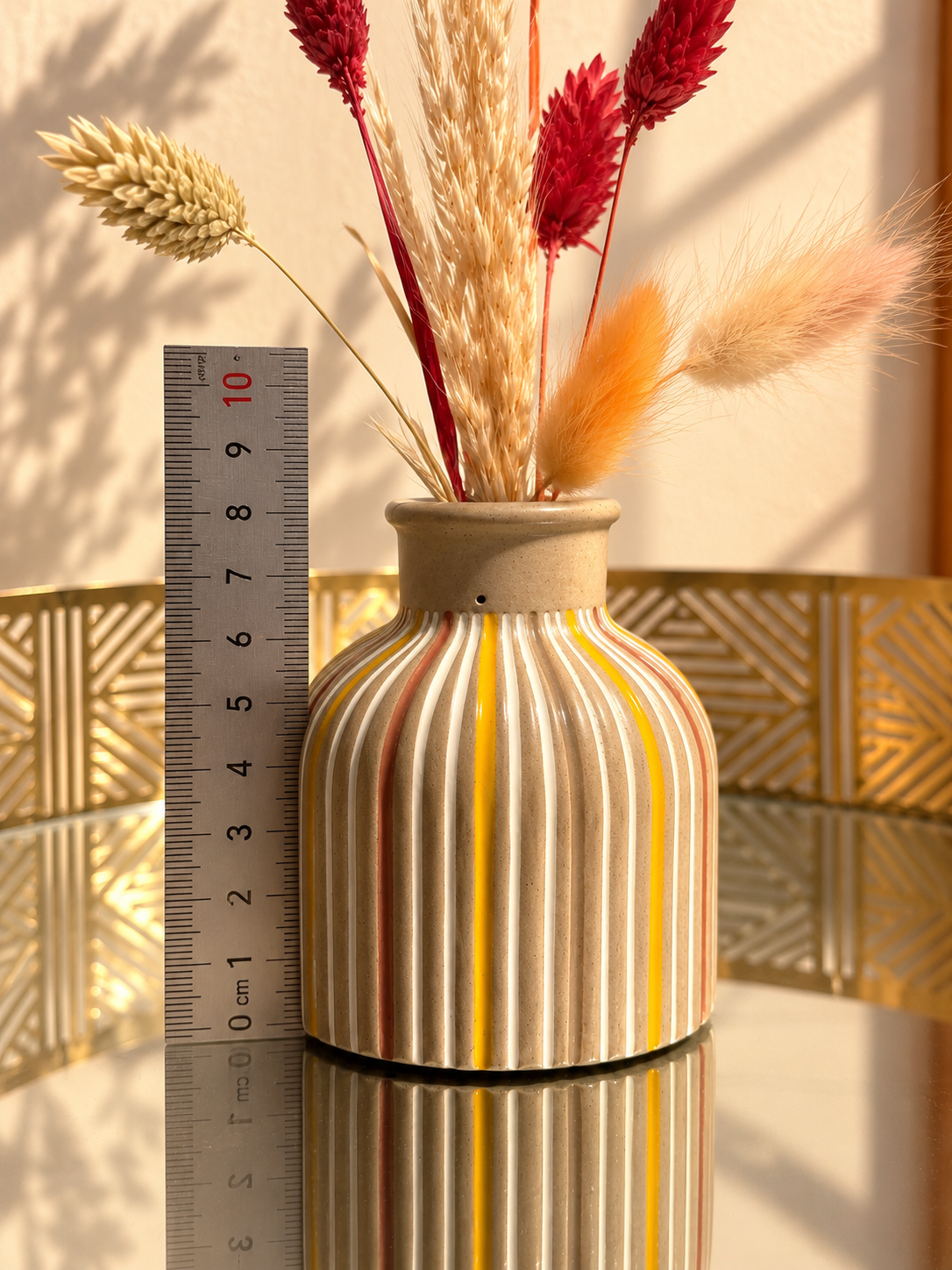 Vase Alexia en béton — Or et prune