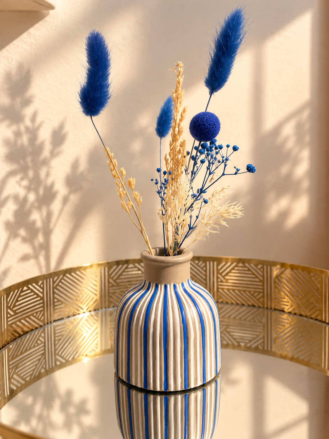 Vase Alexia en béton — Bleu et blanc